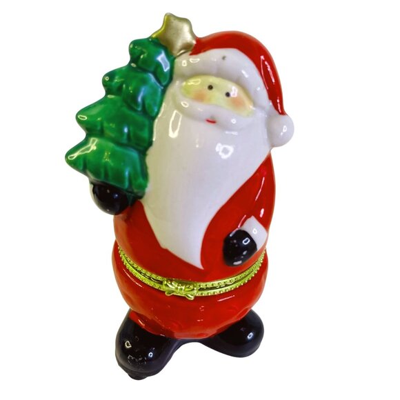 Christmas Trinket Box Set Snowman Angel Santa Hinged Ceramic Gift Box Figurine - Picture 5 of 8